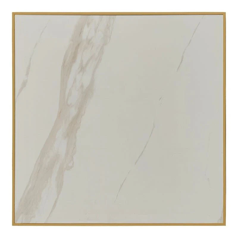 Mesa de bar alta piedra sinterizada con borde dorado 70x70