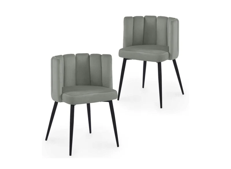 Set di 2 sedie di design in velluto grigio DEBBY