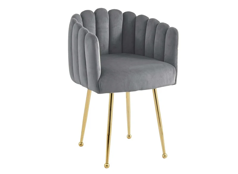 Sedia in velluto grigio con gambe in metallo dorato HAYDEN