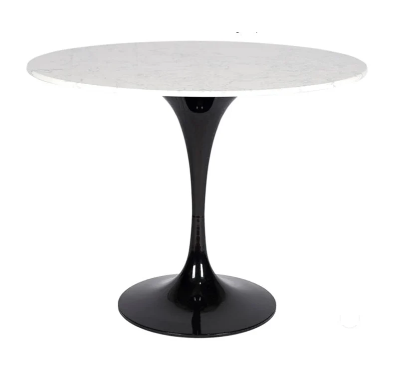 Mesa comedor Tuli negra tapa mármol blanco/negro Ø 80-90-100-110-120