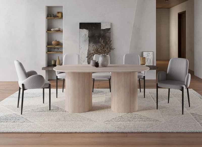 Set di 2 sedie effetto pelle di pecora grigia KAMILIA