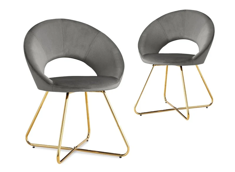 Set di 2 sedie di design in velluto grigio PETRA