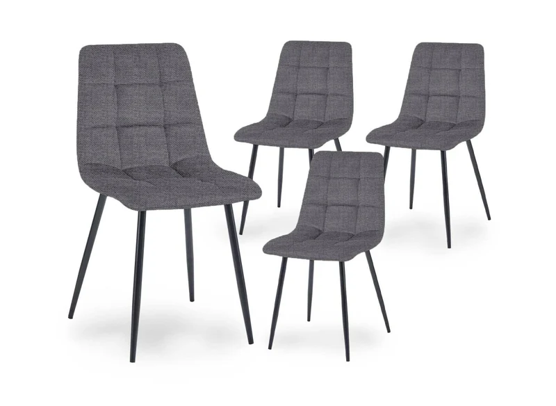 Set di 4 sedie JEREMI imbottite in tessuto grigio