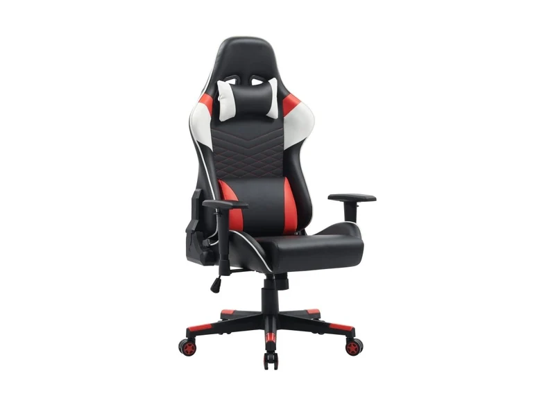 Sedia da ufficio da gaming in similpelle nera, bianca e rossa KIRA