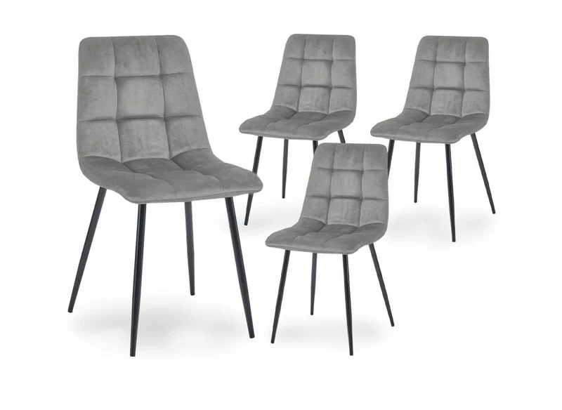 Set di 4 sedie JEREMI imbottite in velluto grigio