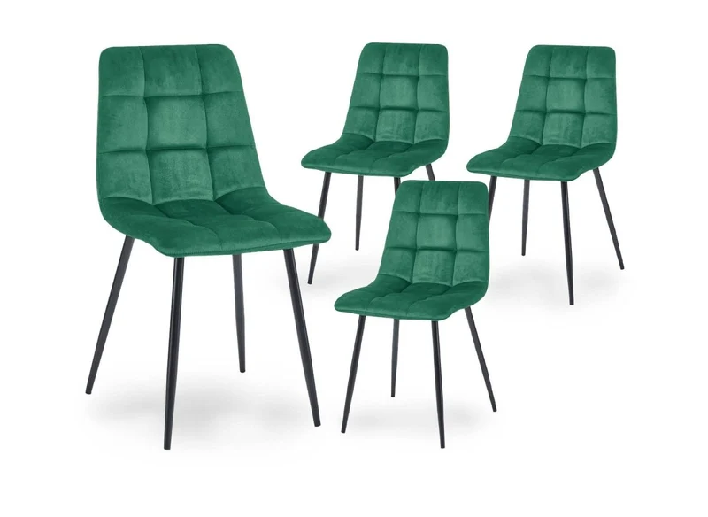 Set di 4 sedie JEREMI imbottite in velluto verde