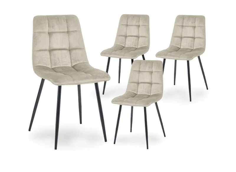 Set di 4 sedie JEREMI imbottite in velluto beige
