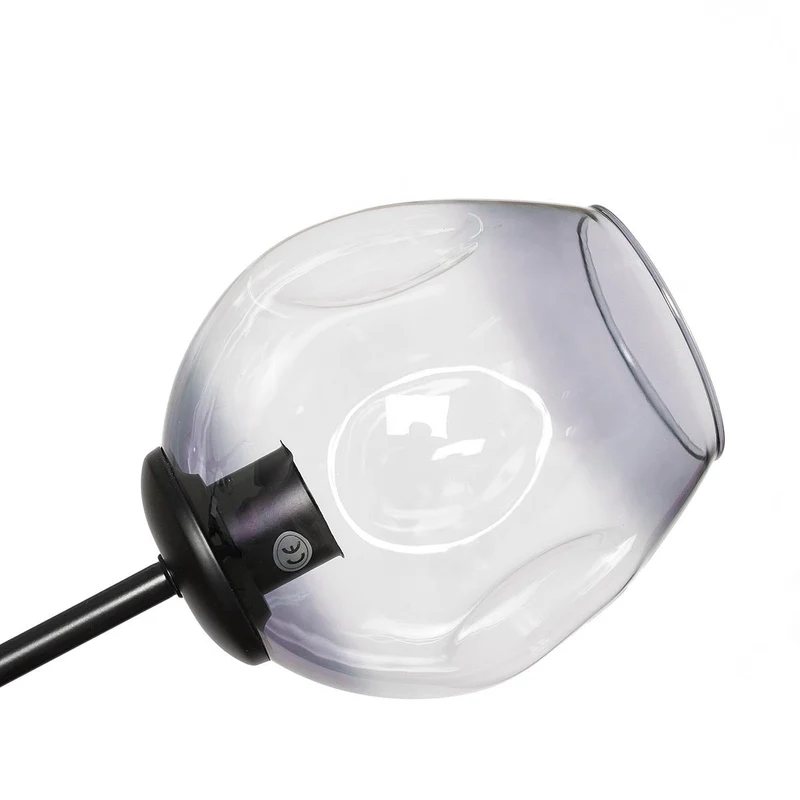 Lámpara de techo 9 brazos acero negro y cristal gris Chandelier