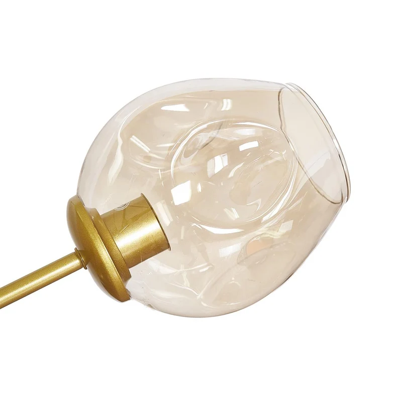 Lámpara de techo 6 brazos acero dorado y cristal oro Chandelier