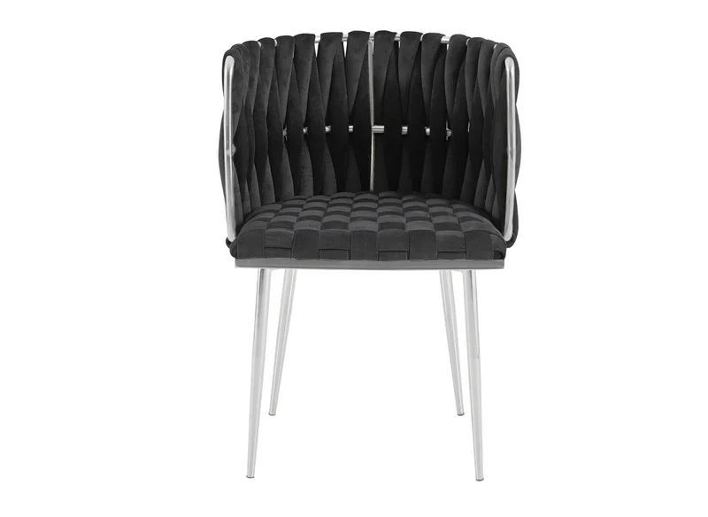 Set di 2 sedie in velluto nero con gambe in metallo argentato POLO