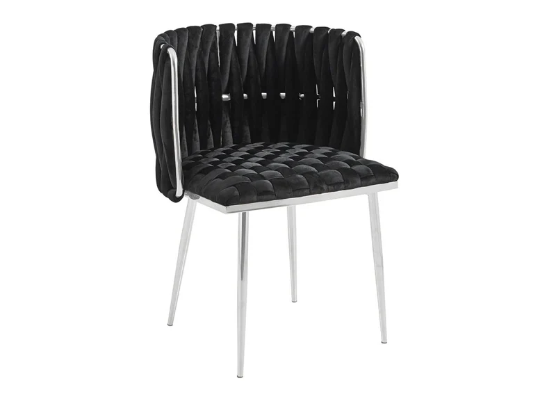 Set di 2 sedie in velluto nero con gambe in metallo argentato POLO