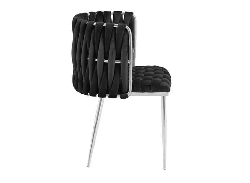 Set di 2 sedie in velluto nero con gambe in metallo argentato POLO