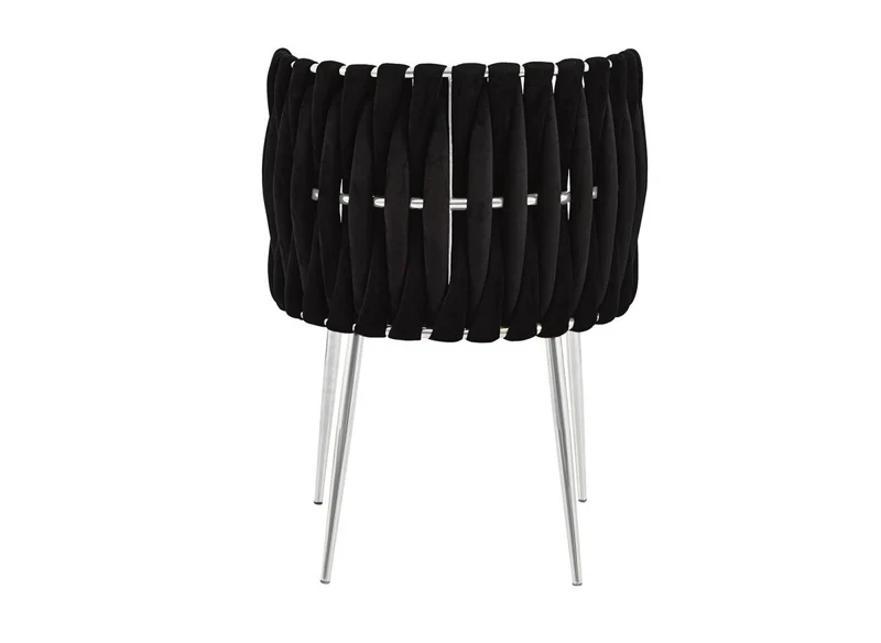 Set di 2 sedie in velluto nero con gambe in metallo argentato POLO
