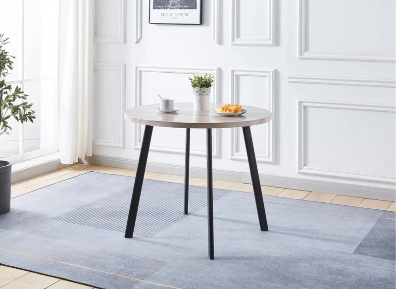 Set tavolo da pranzo in legno grigio chiaro con 4 sgabelli grigi IRINA