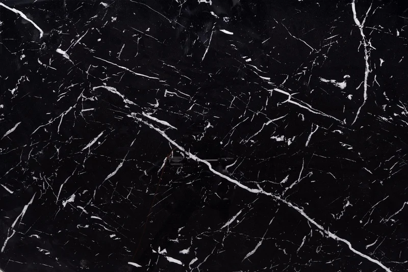 Tavolo tondo allungabile in vetro effetto marmo nero e piede in metallo nero Vertigo Ø 130 cm - allungabile a 180 cm