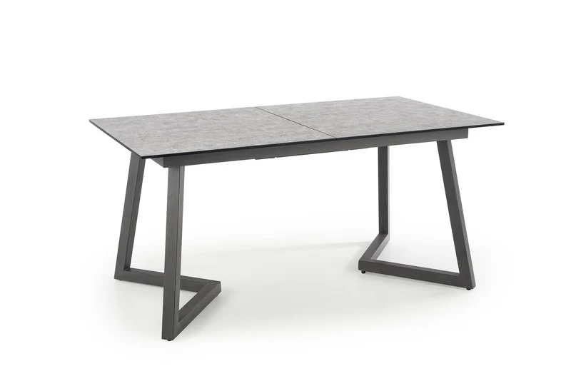 Tavolo allungabile in Vetro grigio con gambe in acciaio grigio scuro Tiziano 160x90 cm - allungabile fino a 210 cm