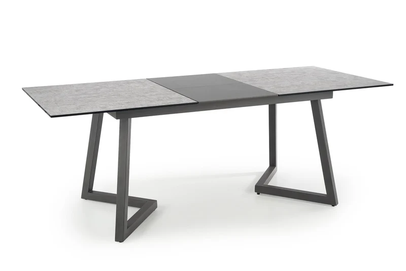 Tavolo allungabile in Vetro grigio con gambe in acciaio grigio scuro Tiziano 160x90 cm - allungabile fino a 210 cm
