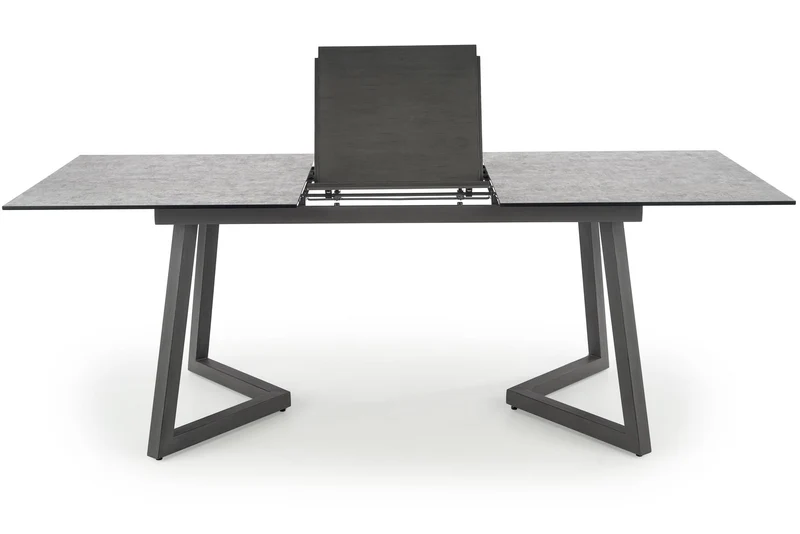 Tavolo allungabile in Vetro grigio con gambe in acciaio grigio scuro Tiziano 160x90 cm - allungabile fino a 210 cm