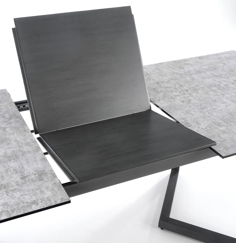Tavolo allungabile in Vetro grigio con gambe in acciaio grigio scuro Tiziano 160x90 cm - allungabile fino a 210 cm