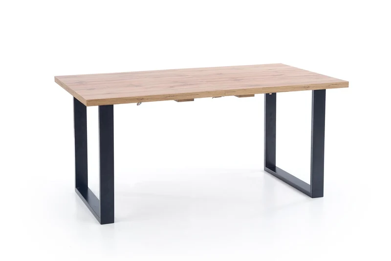 Tavolo allungabile in legno laminato rovere con gambe in acciaio nero Venom 135x85 cm - allungabile a 185 cm