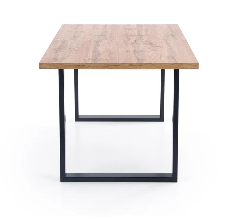 Tavolo allungabile in legno laminato rovere con gambe in acciaio nero Venom 135x85 cm - allungabile a 185 cm