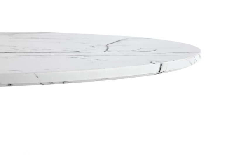 Tavolo tondo effetto marmo con piede in acciaio bianco Denver Ø80x73 cm