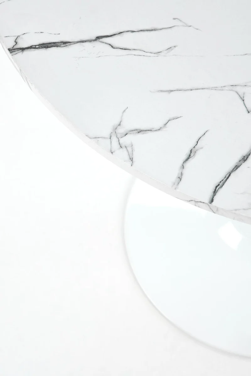 Tavolo tondo effetto marmo con piede in acciaio bianco Denver Ø80x73 cm