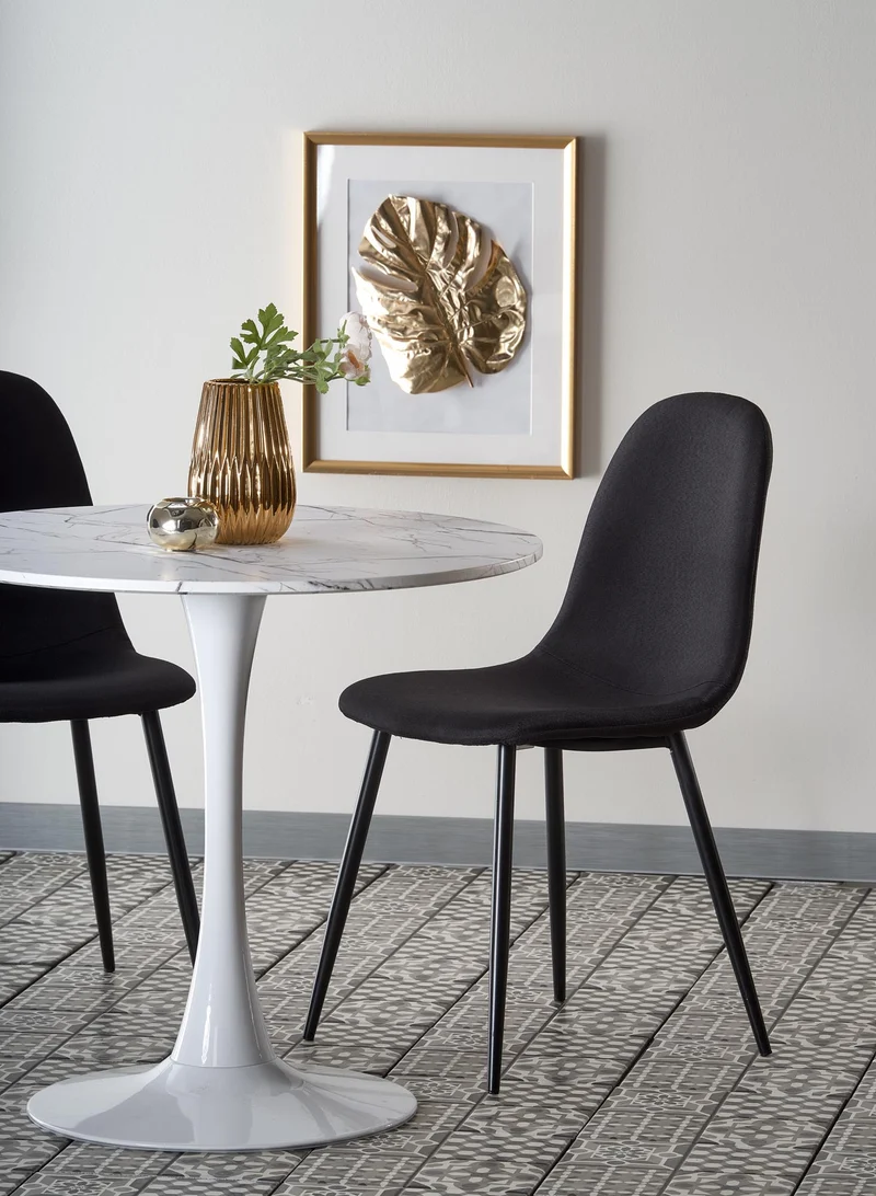 Tavolo tondo effetto marmo con piede in acciaio bianco Denver Ø80x73 cm