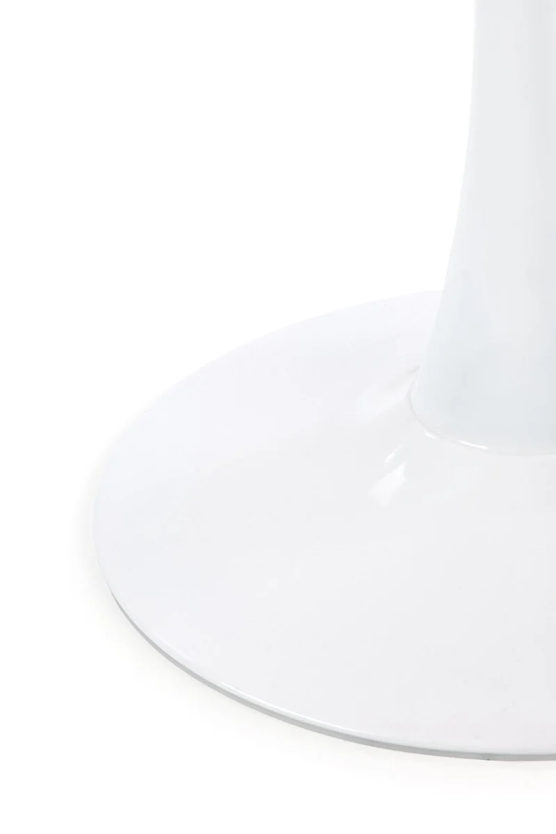 Tavolo tondo effetto marmo con piede in acciaio bianco Denver Ø80x73 cm