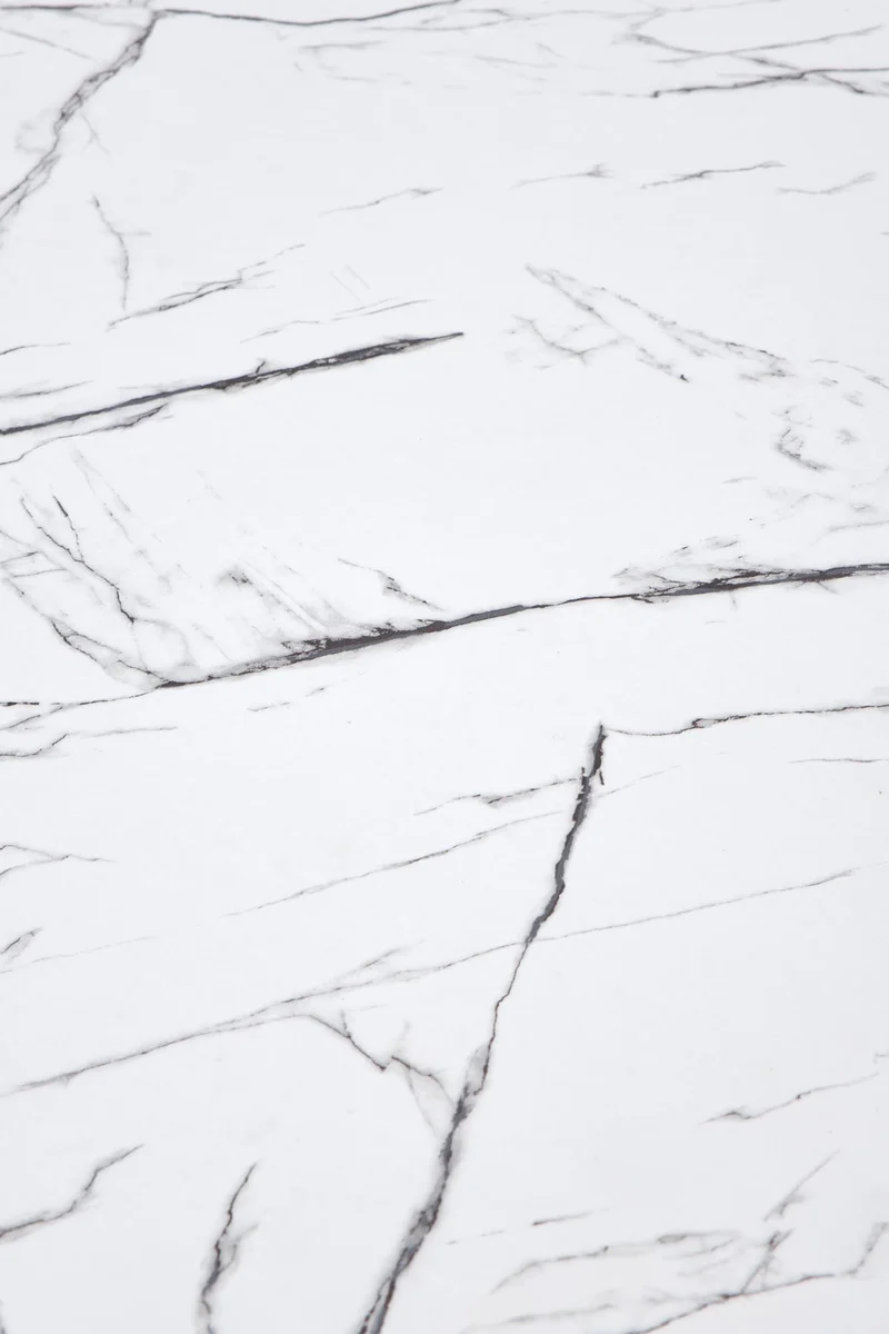 Tavolo tondo effetto marmo con piede in acciaio bianco Denver Ø80x73 cm