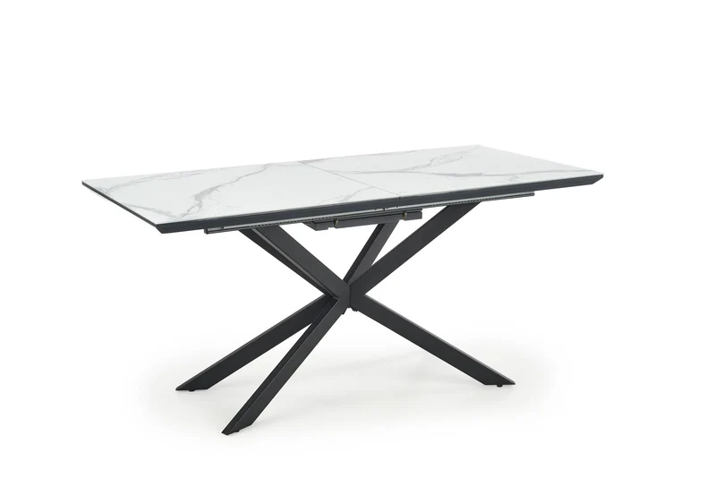 Tavolo allungabile in ceramica effetto marmo bianco e grigio con gambe in acciaio nero Diesel 160 x 90 cm - allungabile a 200 cm