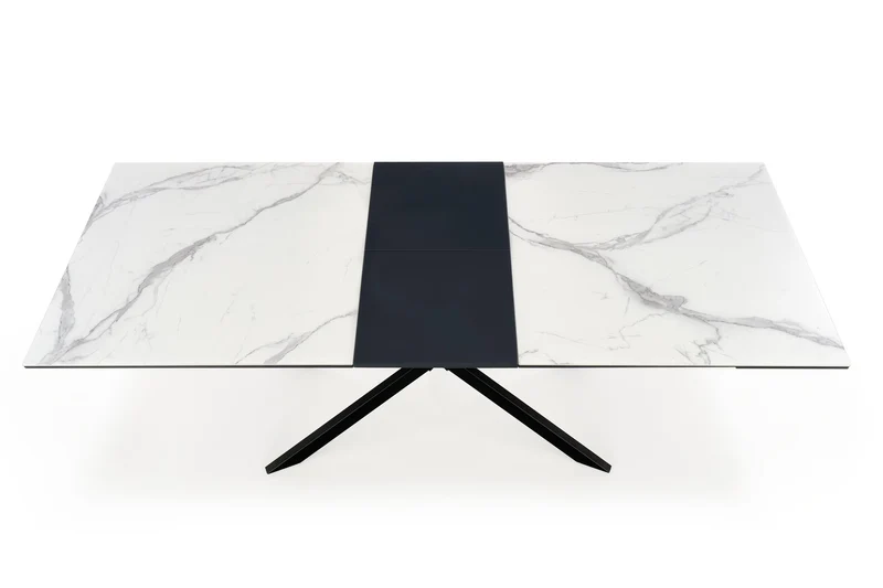 Tavolo allungabile in ceramica effetto marmo bianco e grigio con gambe in acciaio nero Diesel 160 x 90 cm - allungabile a 200 cm
