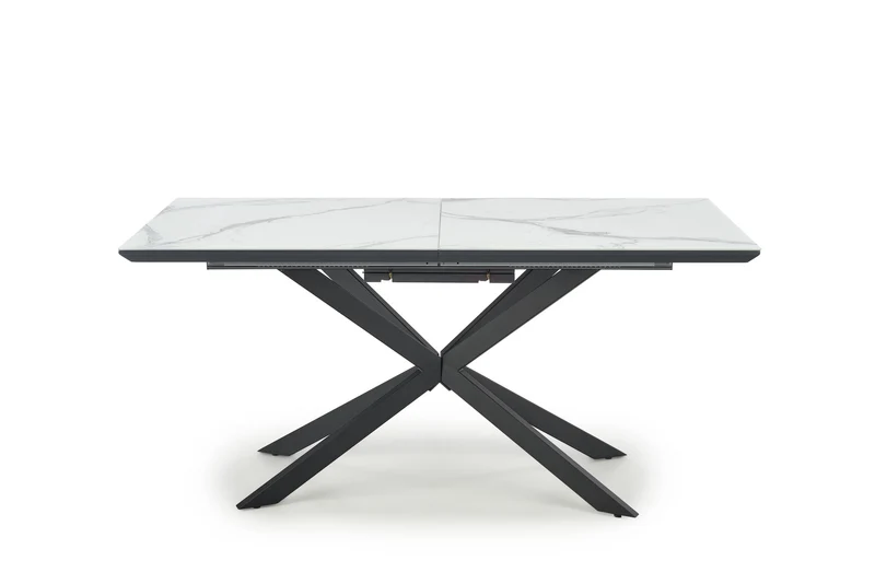 Tavolo allungabile in ceramica effetto marmo bianco e grigio con gambe in acciaio nero Diesel 160 x 90 cm - allungabile a 200 cm
