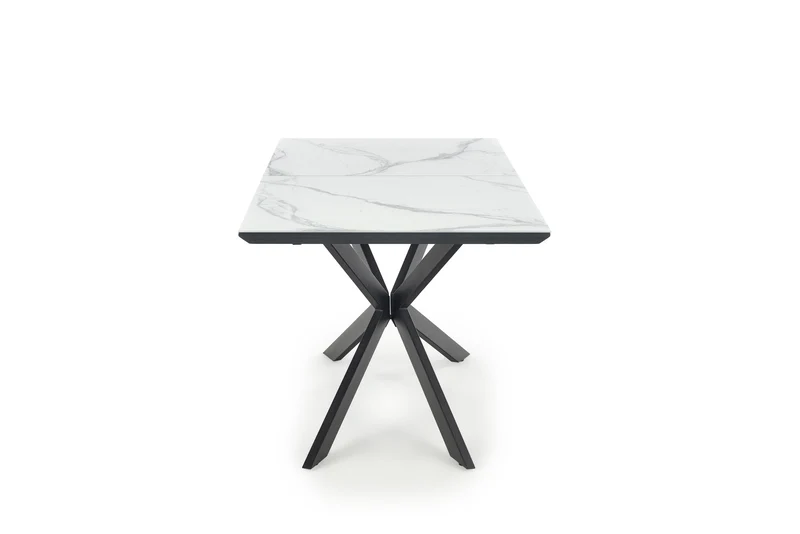 Tavolo allungabile in ceramica effetto marmo bianco e grigio con gambe in acciaio nero Diesel 160 x 90 cm - allungabile a 200 cm