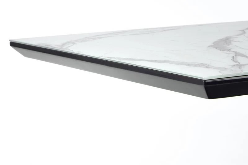 Tavolo allungabile in ceramica effetto marmo bianco e grigio con gambe in acciaio nero Diesel 160 x 90 cm - allungabile a 200 cm