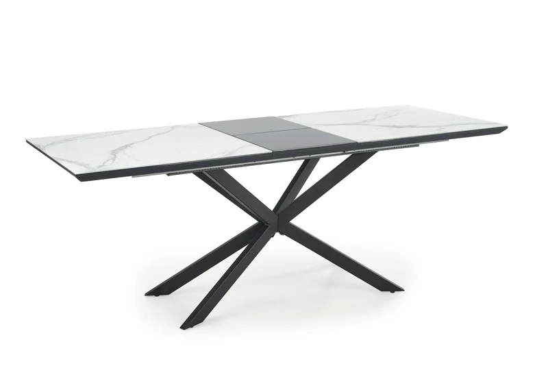 Tavolo allungabile in ceramica effetto marmo bianco e grigio con gambe in acciaio nero Diesel 160 x 90 cm - allungabile a 200 cm