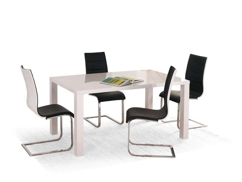 Tavolo allungabile in legno MDF laccato bianco e piedi in legno Ronald 120x80 cm - allungabile fino a 160 cm