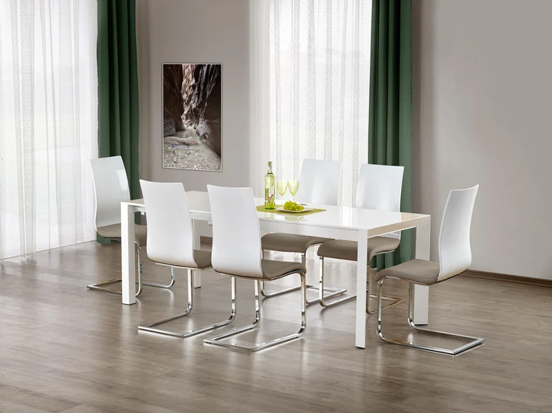 Tavolo allungabile inlegno MDF laccato bianco e piedi in acciaio bianco Stanford 130x80 cm - allungabile fino a 210 cm