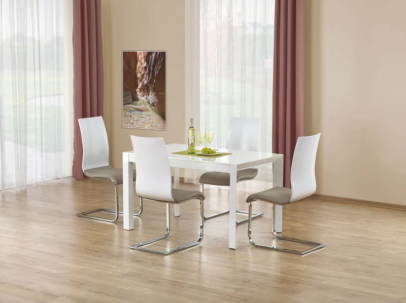 Tavolo allungabile inlegno MDF laccato bianco e piedi in acciaio bianco Stanford 130x80 cm - allungabile fino a 210 cm