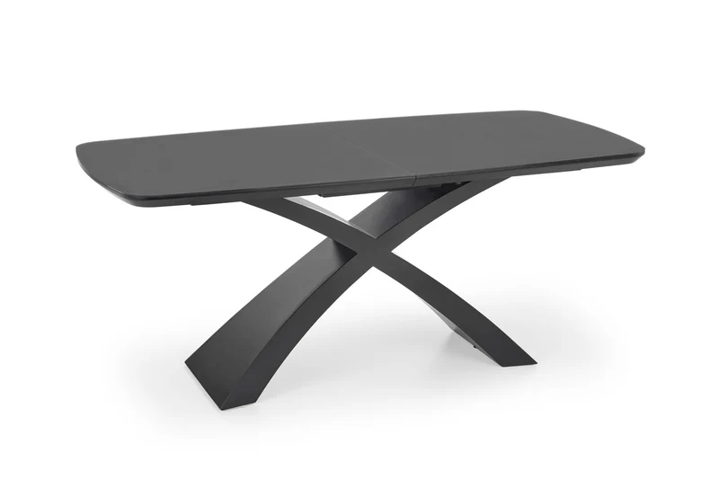 Tavolo allungabile in vetro grigio scuro con gambe in acciaio nero Silvestro 180 x 89 cm - allungabile fino a 220 cm