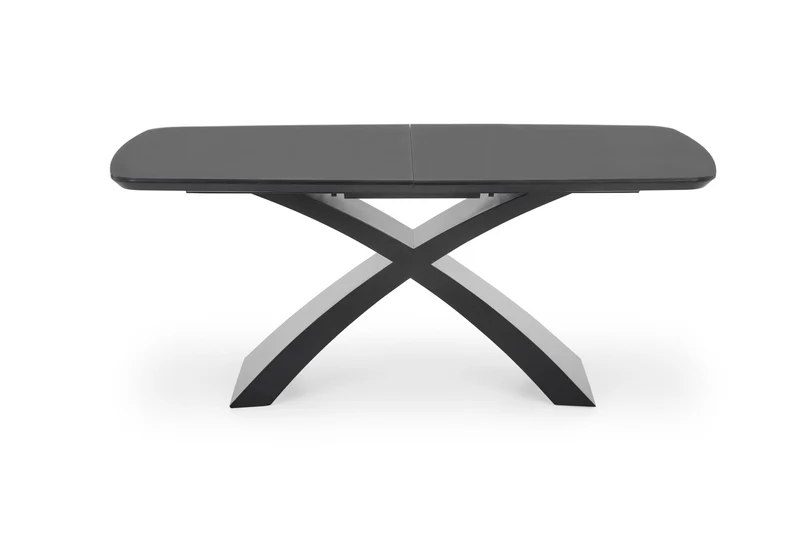 Tavolo allungabile in vetro grigio scuro con gambe in acciaio nero Silvestro 180 x 89 cm - allungabile fino a 220 cm