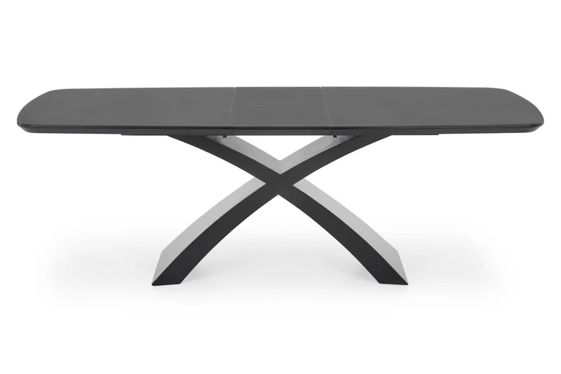 Tavolo allungabile in vetro grigio scuro con gambe in acciaio nero Silvestro 180 x 89 cm - allungabile fino a 220 cm