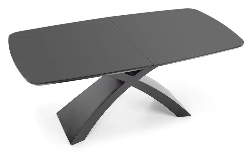 Tavolo allungabile in vetro grigio scuro con gambe in acciaio nero Silvestro 180 x 89 cm - allungabile fino a 220 cm