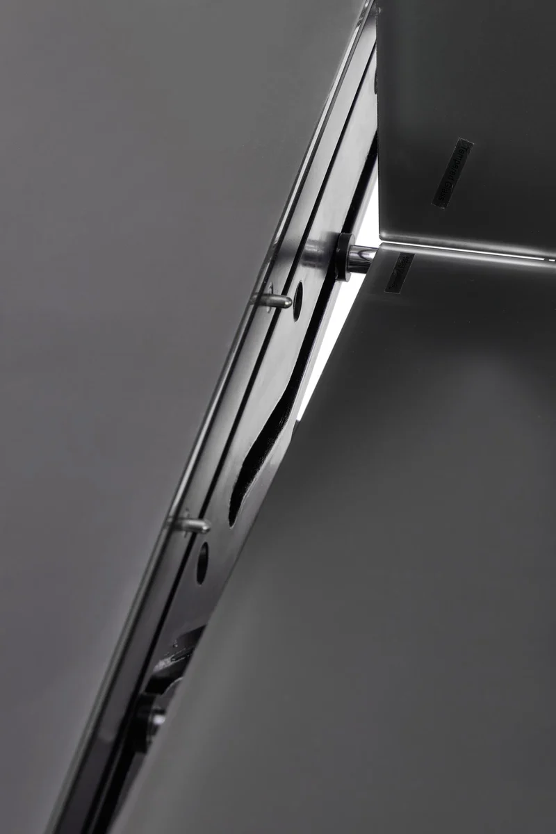 Tavolo allungabile in vetro grigio scuro con gambe in acciaio nero Silvestro 180 x 89 cm - allungabile fino a 220 cm