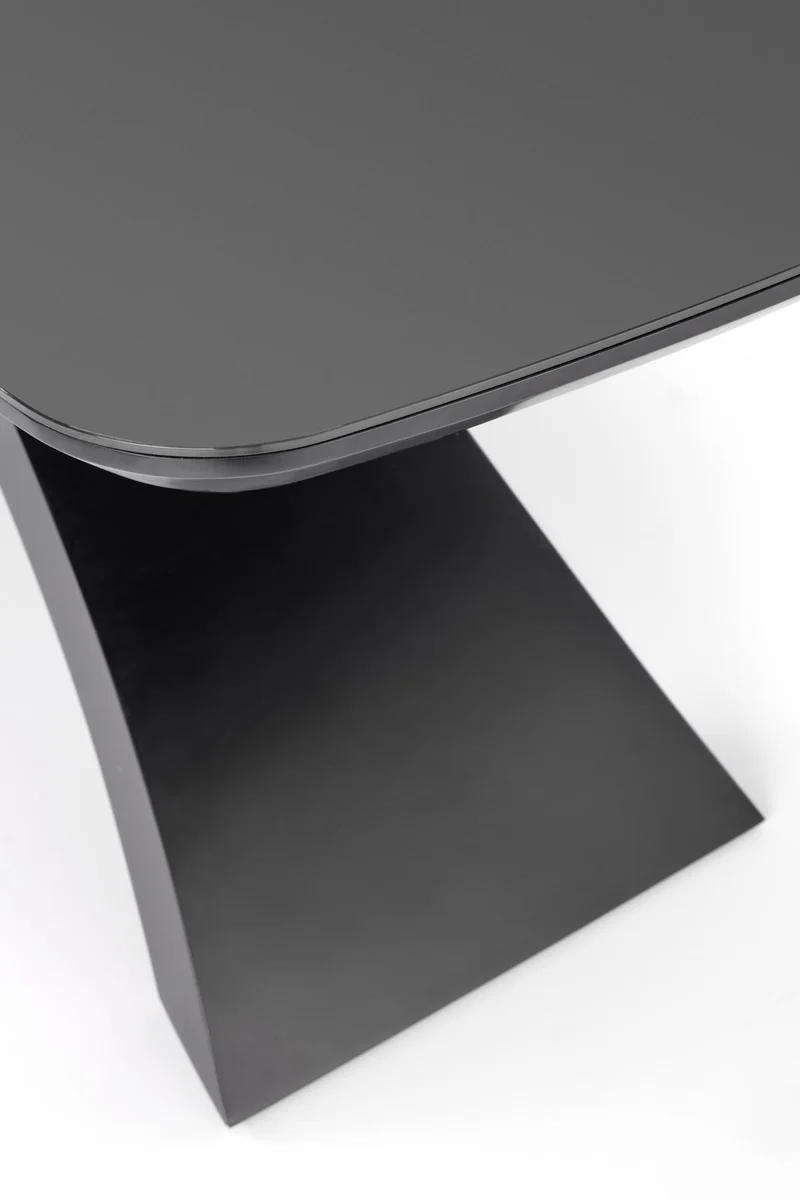 Tavolo allungabile in vetro grigio scuro con gambe in acciaio nero Silvestro 180 x 89 cm - allungabile fino a 220 cm