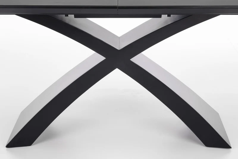 Tavolo allungabile in vetro grigio scuro con gambe in acciaio nero Silvestro 180 x 89 cm - allungabile fino a 220 cm