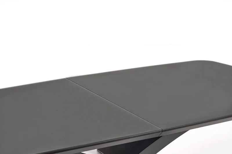 Tavolo allungabile in vetro grigio scuro con gambe in acciaio nero Silvestro 180 x 89 cm - allungabile fino a 220 cm