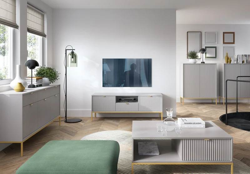 Tavolino con piedi in metallo 1 cassetto ed 1 vano in legno laminato Miseno 104x68 cm