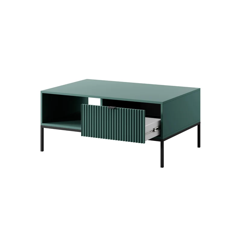 Tavolino con piedi in metallo 1 cassetto ed 1 vano in legno laminato Miseno 104x68 cm
