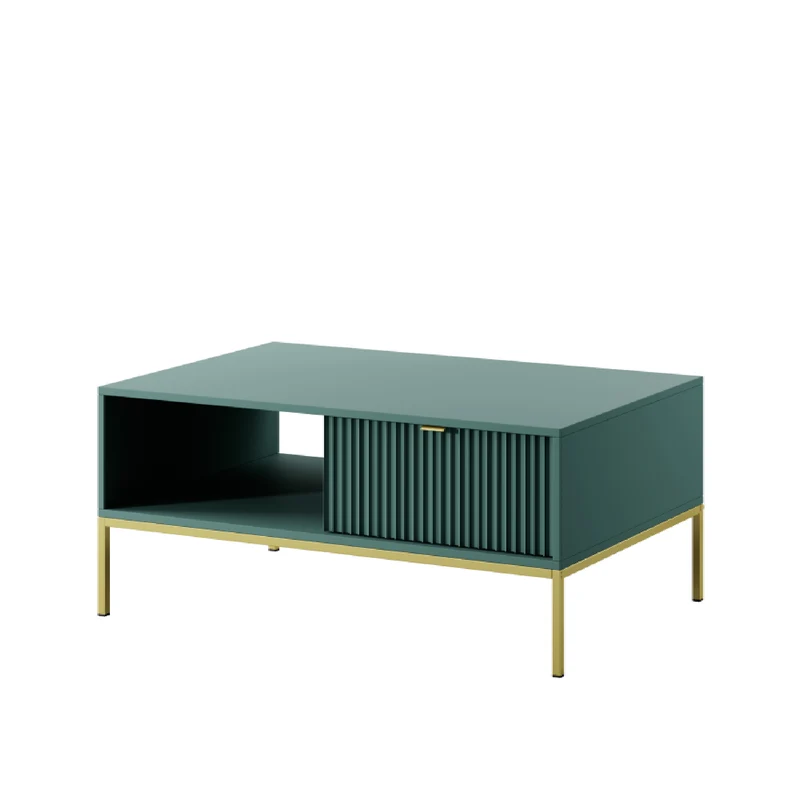 Tavolino con piedi in metallo 1 cassetto ed 1 vano in legno laminato Miseno 104x68 cm